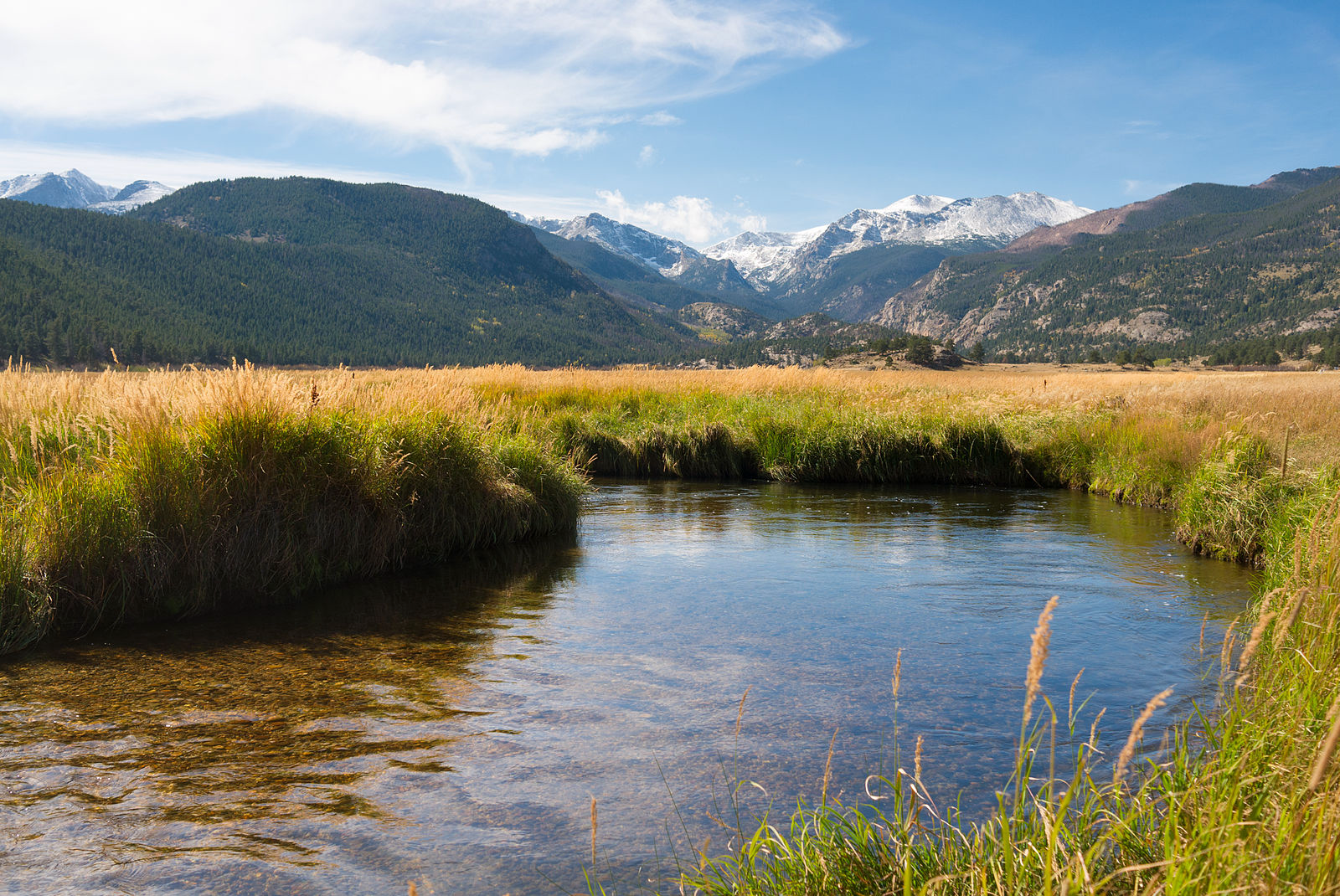 A mountain range across from a valley in one of the United States' National Parks,